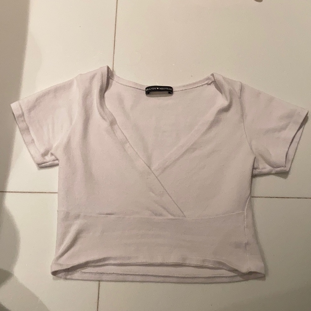 Brandy Melville white v neck crop top